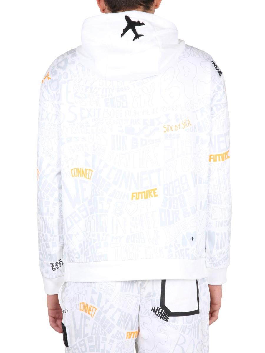 BOSS FELPA IN COTONE CON STAMPA LOGO