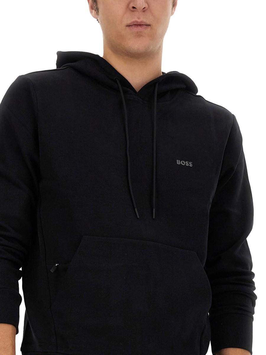 BOSS FELPA "SOODY" IN COTONE CON CAPPUCCIO E LOGO