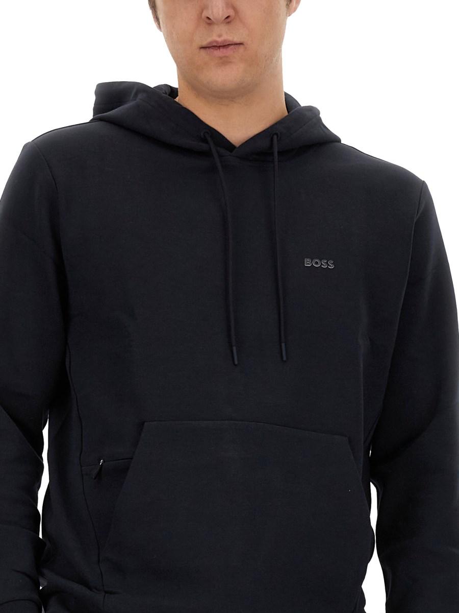 BOSS FELPA "SOODY" IN COTONE CON CAPPUCCIO E LOGO