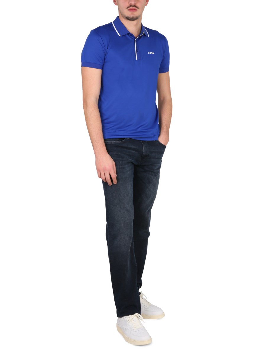 BOSS POLO IN TESSUTO TECNICO CON LOGO