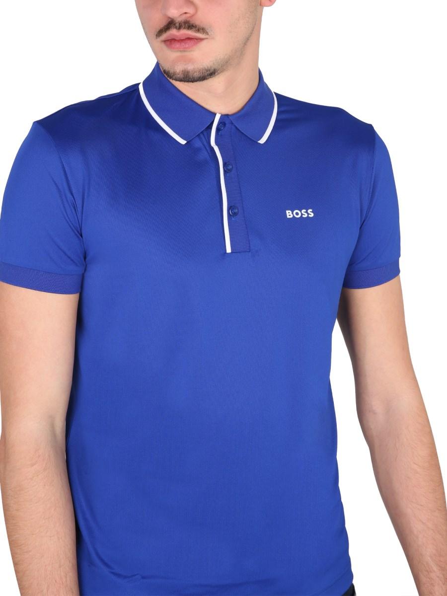 BOSS POLO IN TESSUTO TECNICO CON LOGO