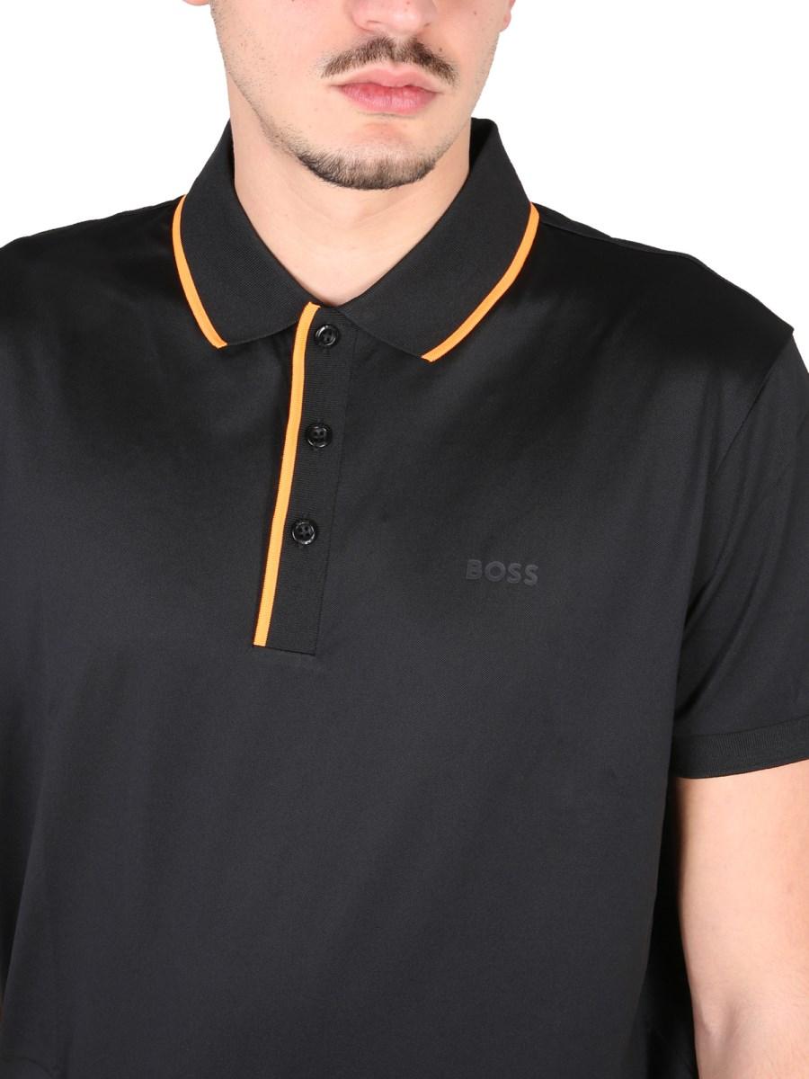 BOSS POLO IN TESSUTO TECNICO CON LOGO