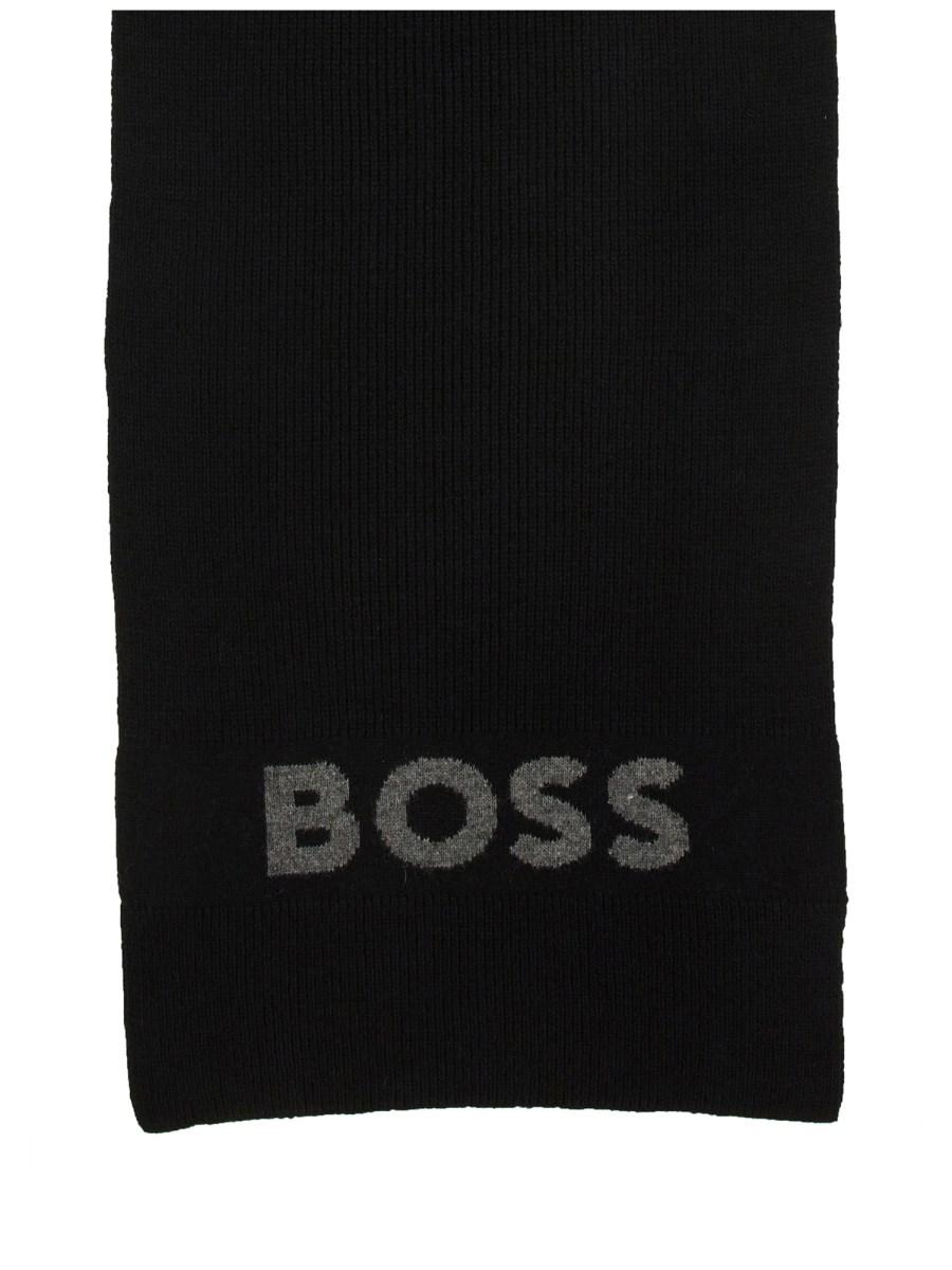 BOSS SCIARPA "ELIO" IN MISTO LANA CON LOGO