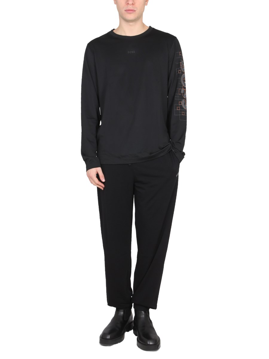 BOSS T-SHIRT IN MISTO COTONE CON LOGO