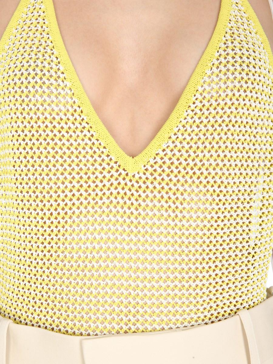 BOTTEGA VENETA BODY SCOLLO A V IN MAGLIA DI COTONE