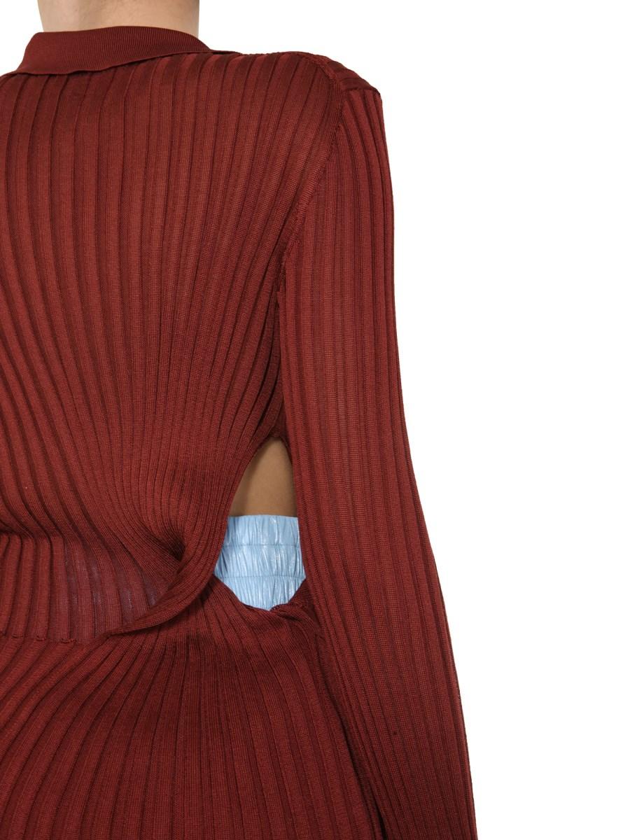 BOTTEGA VENETA MAGLIA SCOLLO TONDO IN SETA A COSTE