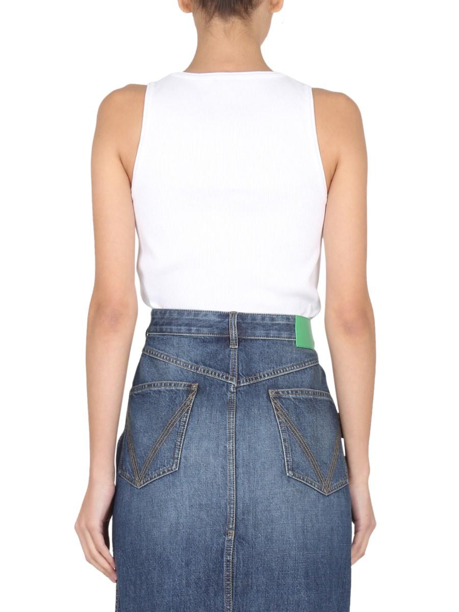 BOTTEGA VENETA TOP IN COTONE DRY STRETCH A COSTE