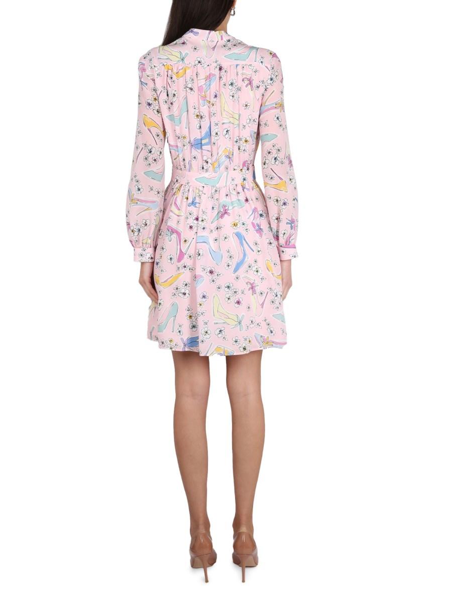BOUTIQUE MOSCHINO ABITO "HEELS AND FLOWERS" IN SETA