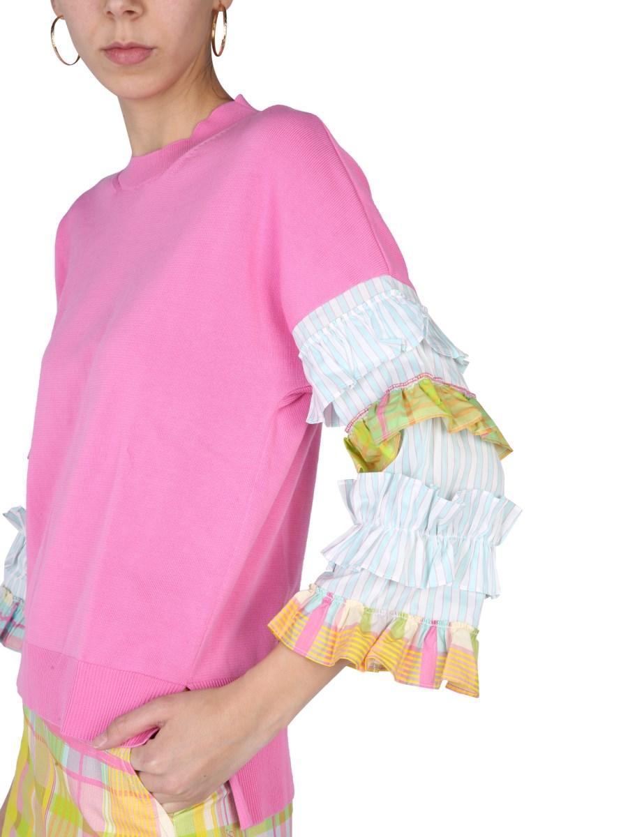 BOUTIQUE MOSCHINO MAGLIA IN COTONE CON RUCHES