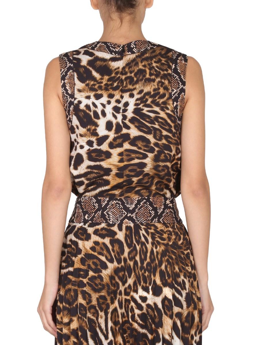 BOUTIQUE MOSCHINO TOP IN CADY CON STAMPA ANIMALIER