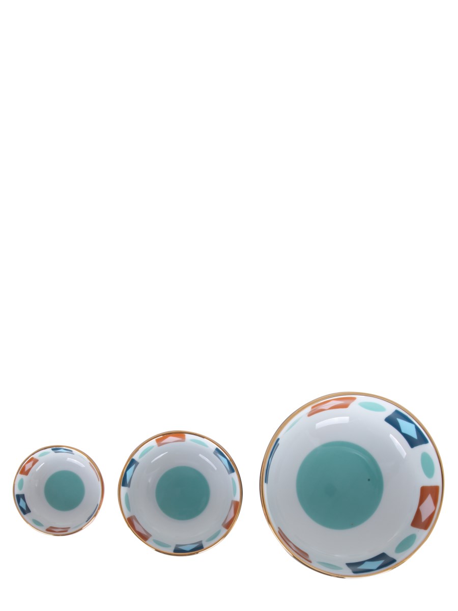 LA DOUBLEJ BOWLS NESTING SET DA TRE IN PORCELLANA CON STAMPA DIAMOND DOTS