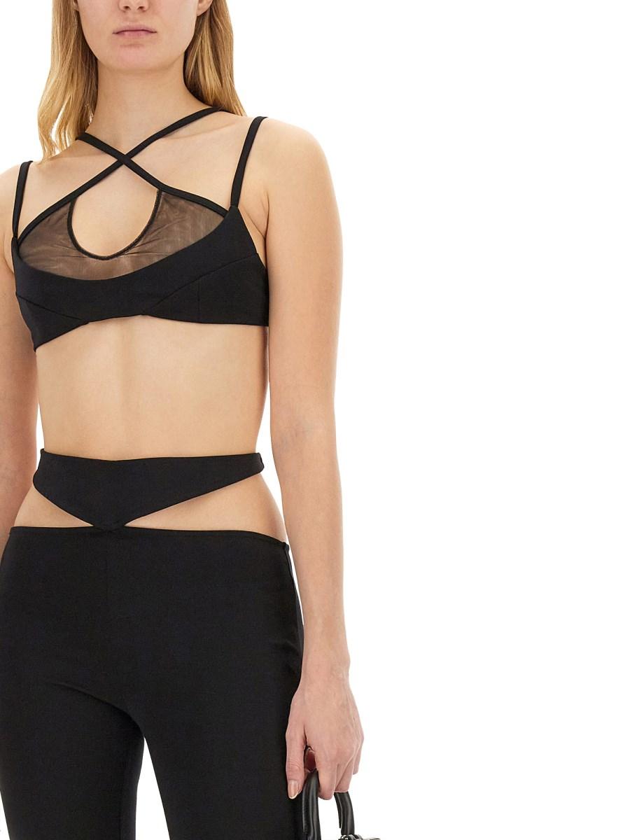 THE ATTICO BRA AMOS IN JERSEY TECNICO COMPATTO E TULLE