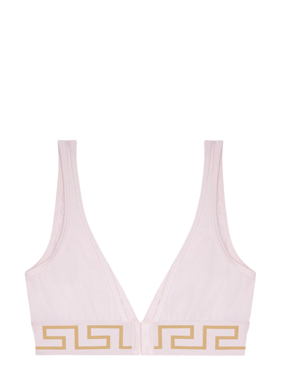 VERSACE BRALETTE IN COTONE STRETCH CON BORDO GRECA E MEDUSA