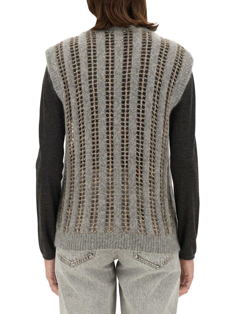 BRUNELLO CUCINELLI GILET CON SCOLLO A V IN LANA