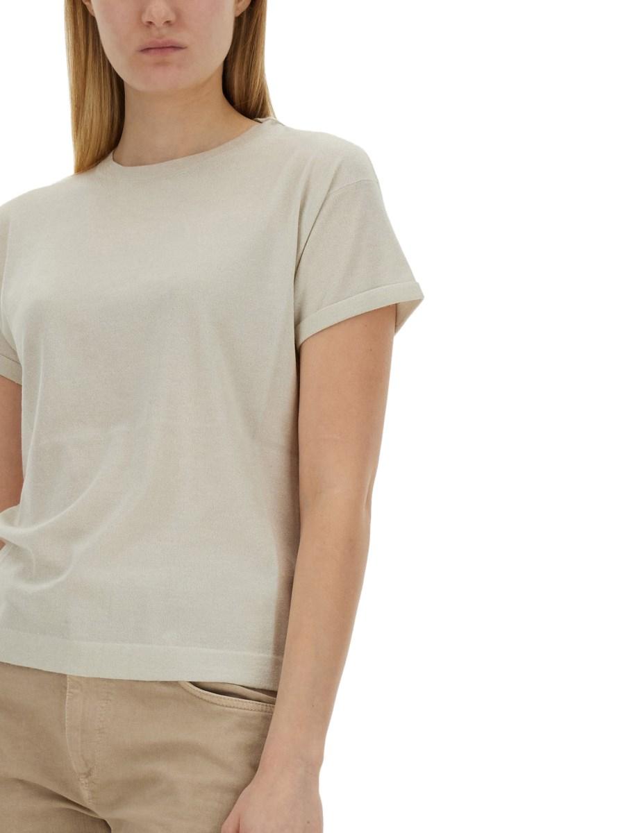 BRUNELLO CUCINELLI T-SHIRT IN CASHMERE E SETA