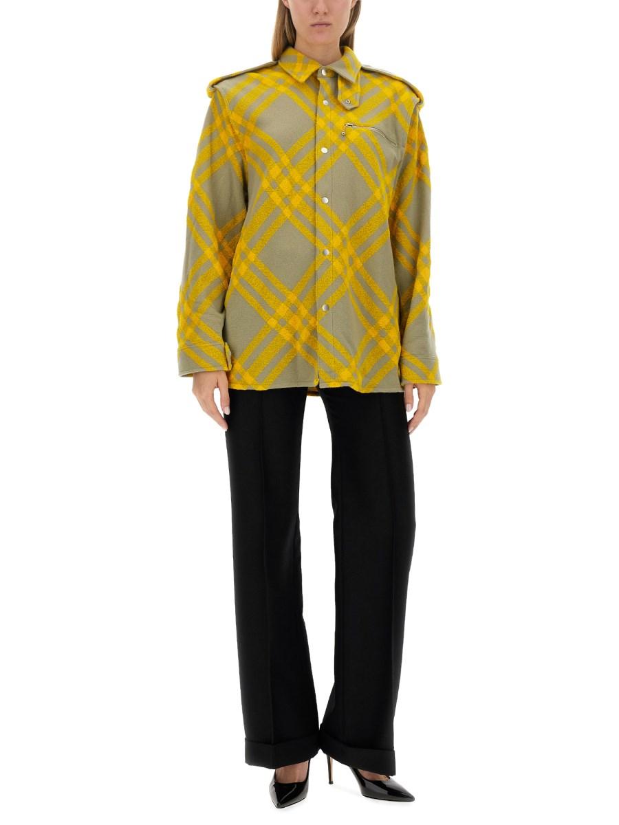 BURBERRY CAMICIA IN MISTO LANA CON MOTIVO CHECK