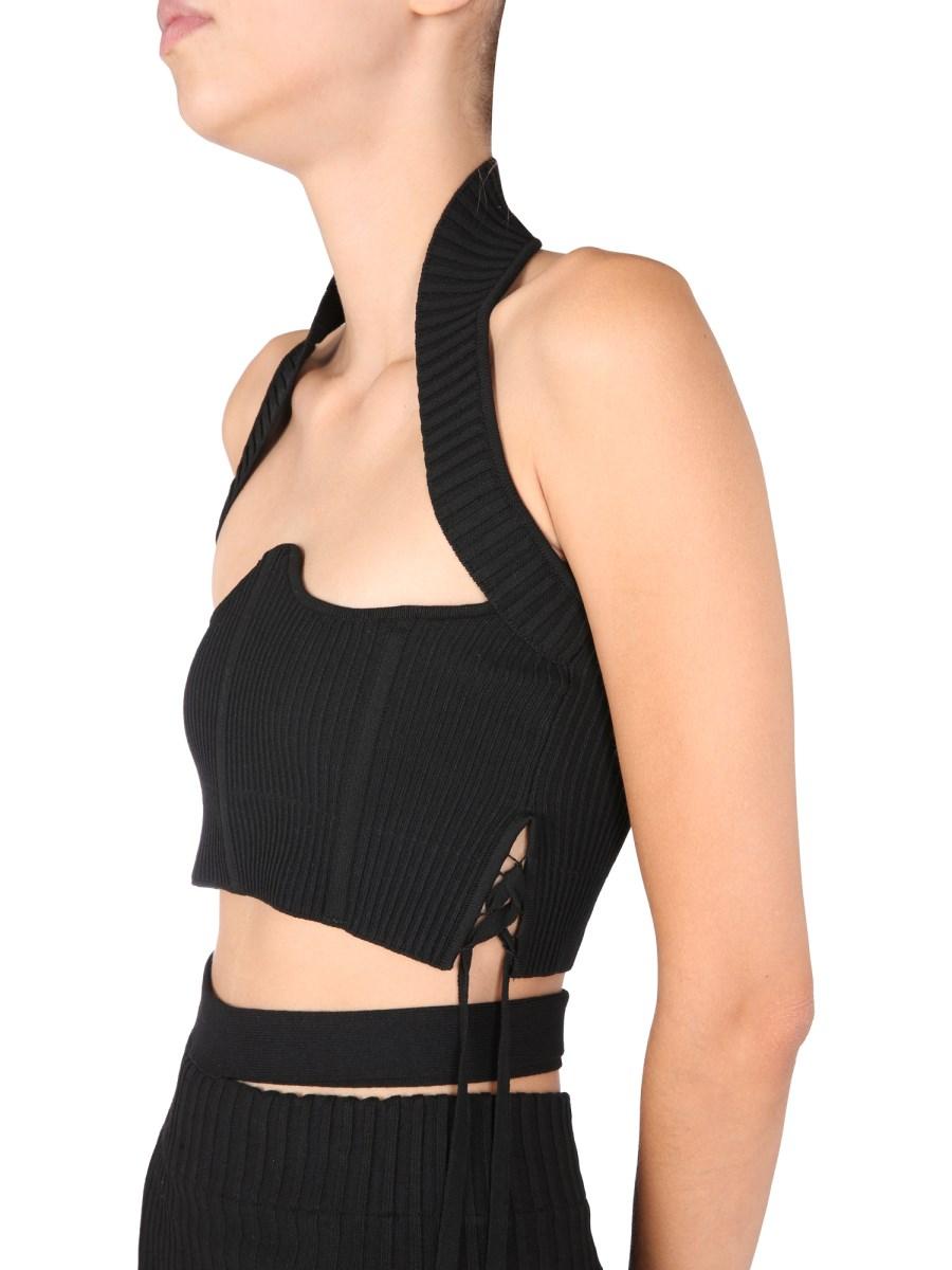ANDREADAMO BUSTIER IN MISTO VISCOSA A COSTE CON DETTAGLIO CRISS CROSS