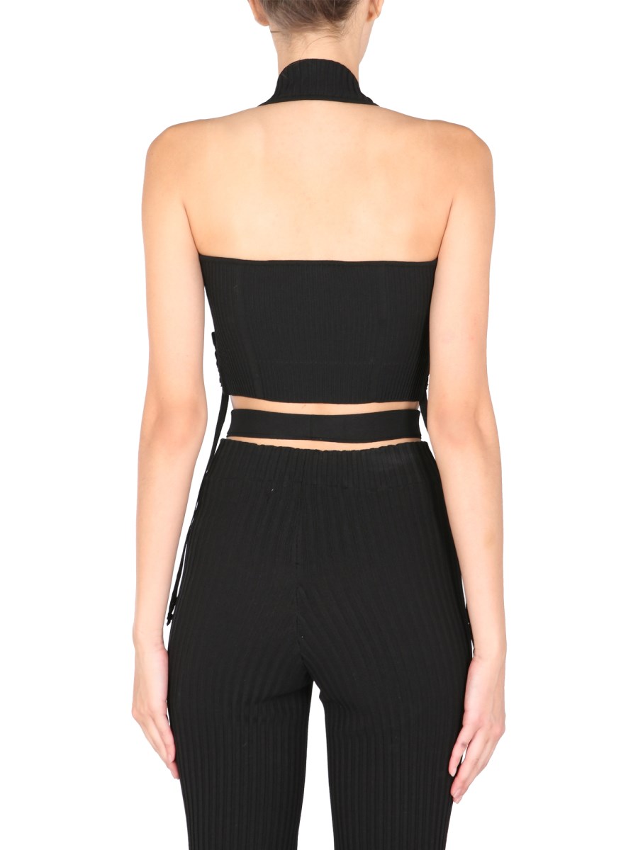ANDREADAMO BUSTIER IN MISTO VISCOSA A COSTE CON DETTAGLIO CRISS CROSS