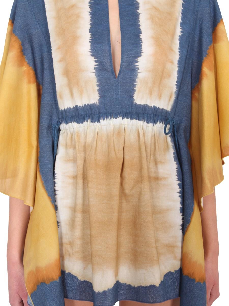 ALBERTA FERRETTI CAFTANO IN COTONE CON STAMPA TIE DYE