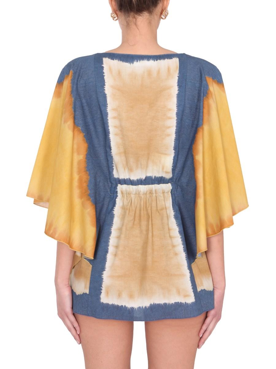 ALBERTA FERRETTI CAFTANO IN COTONE CON STAMPA TIE DYE