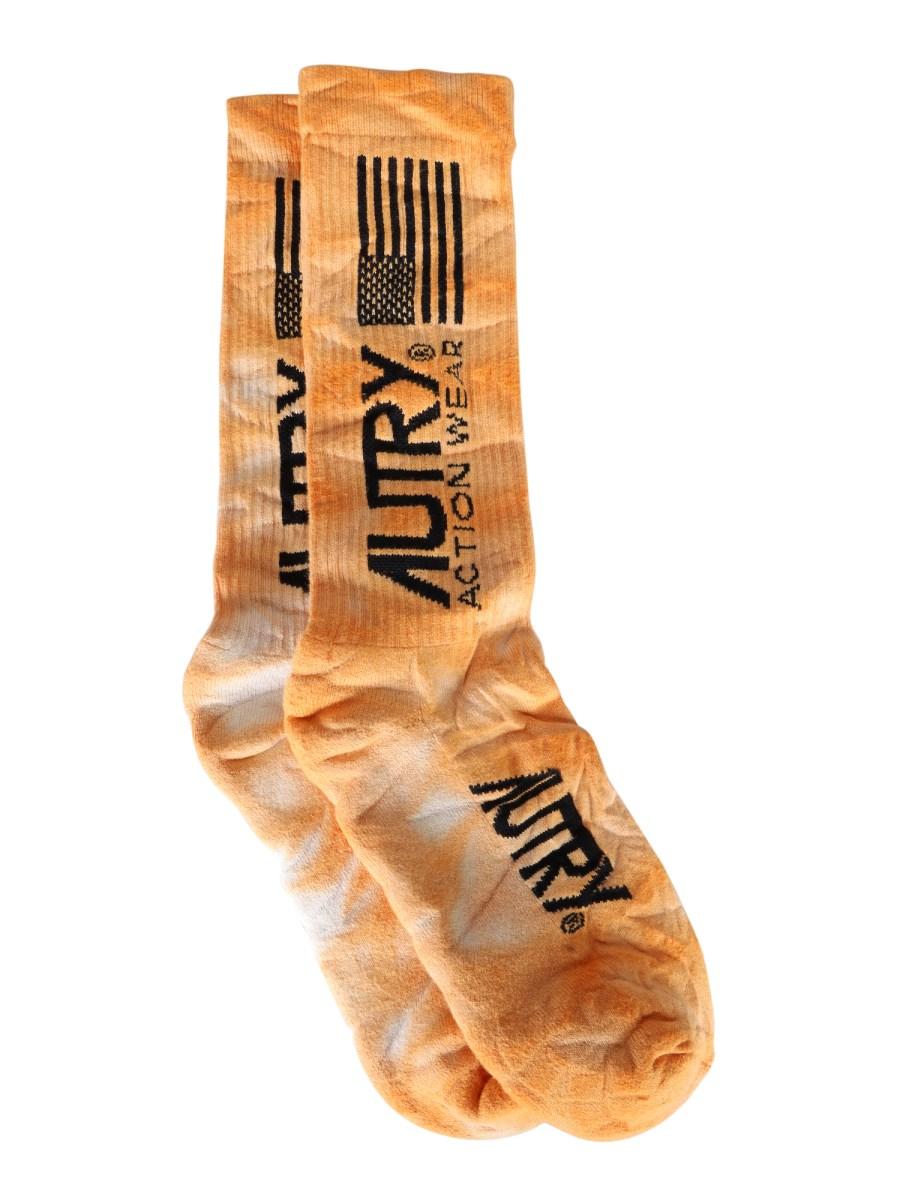 AUTRY CALZINO MATCHPOINT IN COTONE TIE AND DYE JACQUARD LOGO