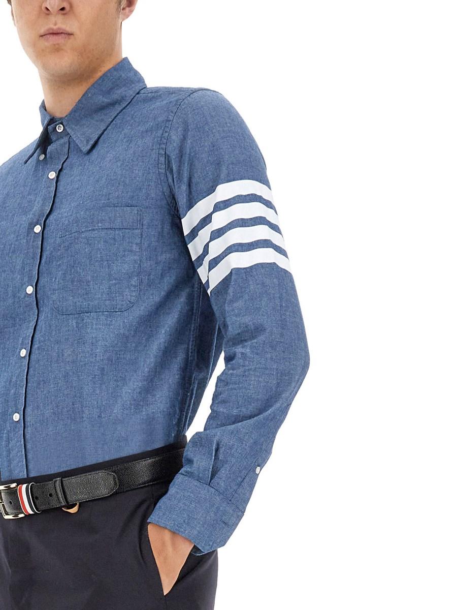 THOM BROWNE CAMICIA BUTTON DOWN IN COTONE CON 4 BAR