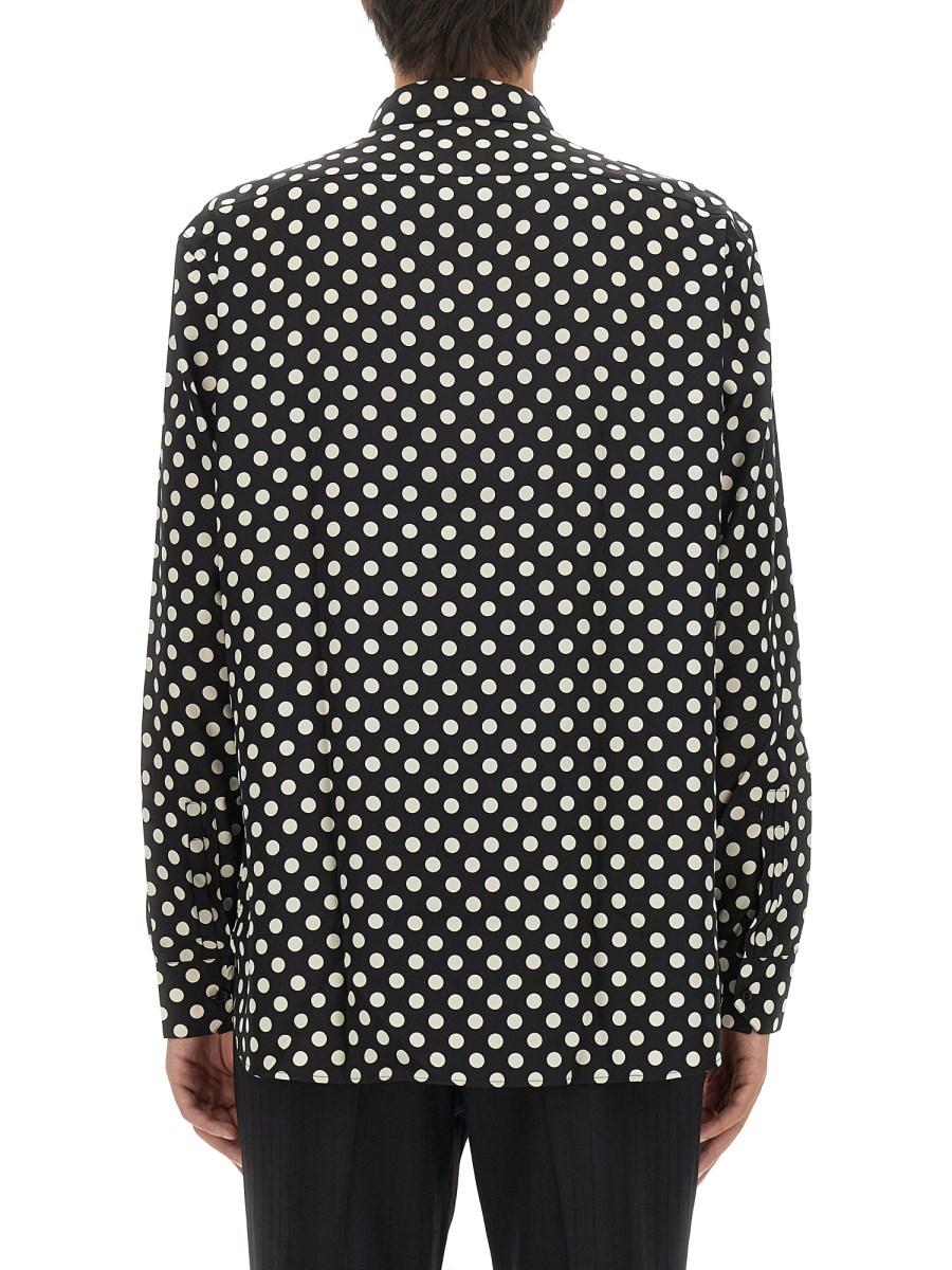 SAINT LAURENT CAMICIA CON COLLO YVES IN SETA CON STAMPA POIS