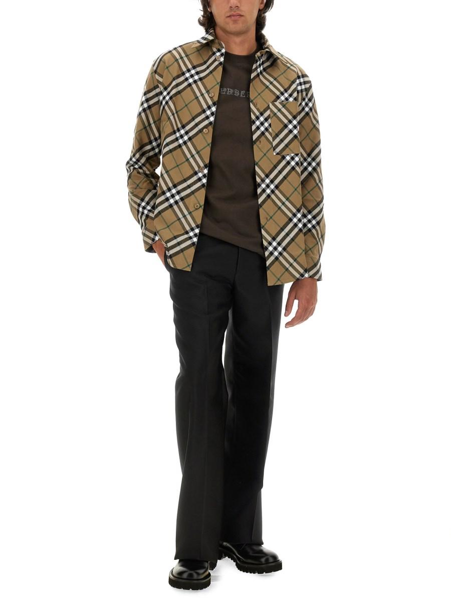 BURBERRY CAMICIA CON MOTIVO CHECK IN POPELINE DI COTONE