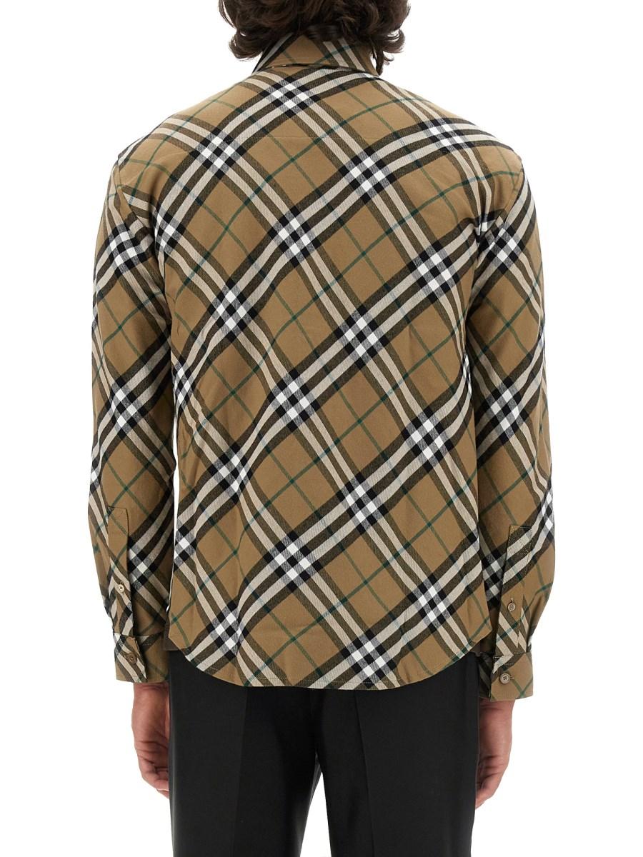 BURBERRY CAMICIA CON MOTIVO CHECK IN POPELINE DI COTONE
