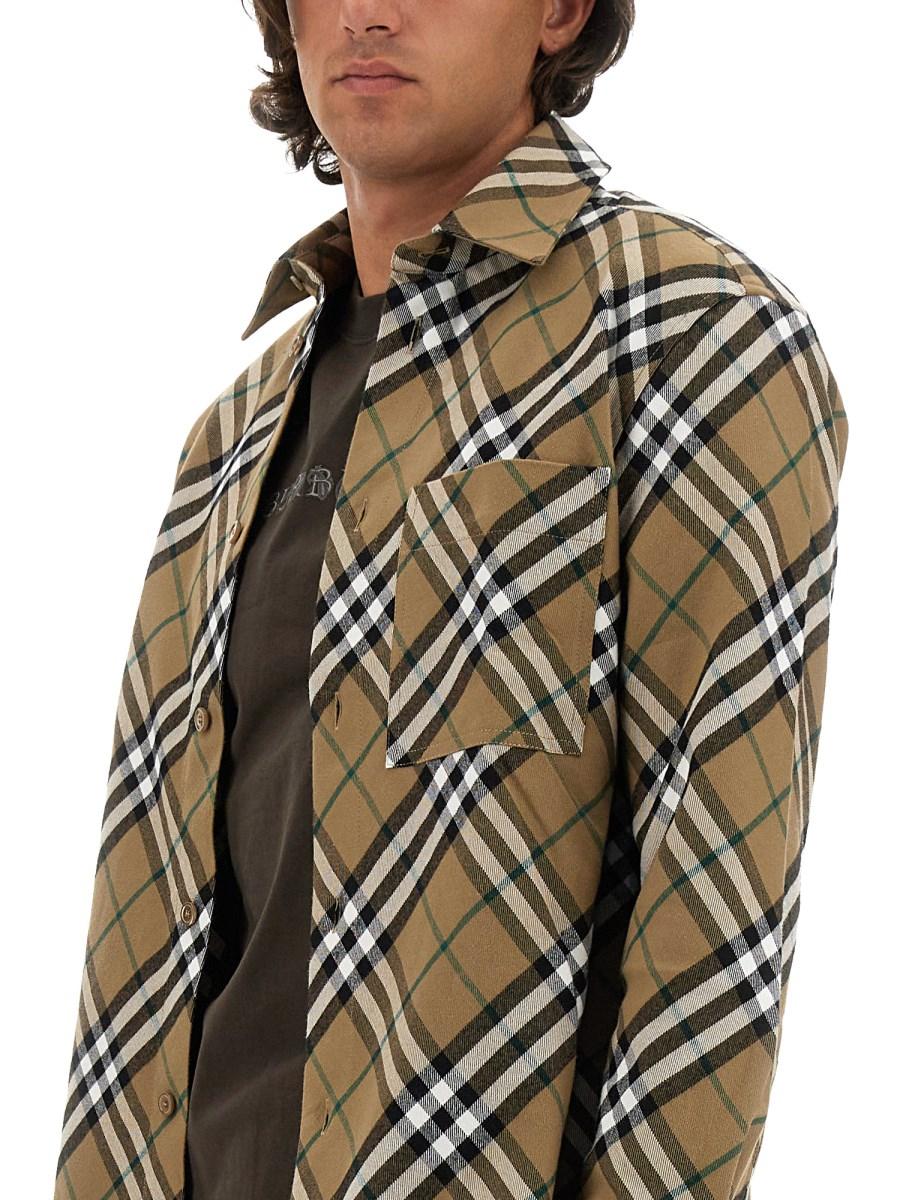 BURBERRY CAMICIA CON MOTIVO CHECK IN POPELINE DI COTONE