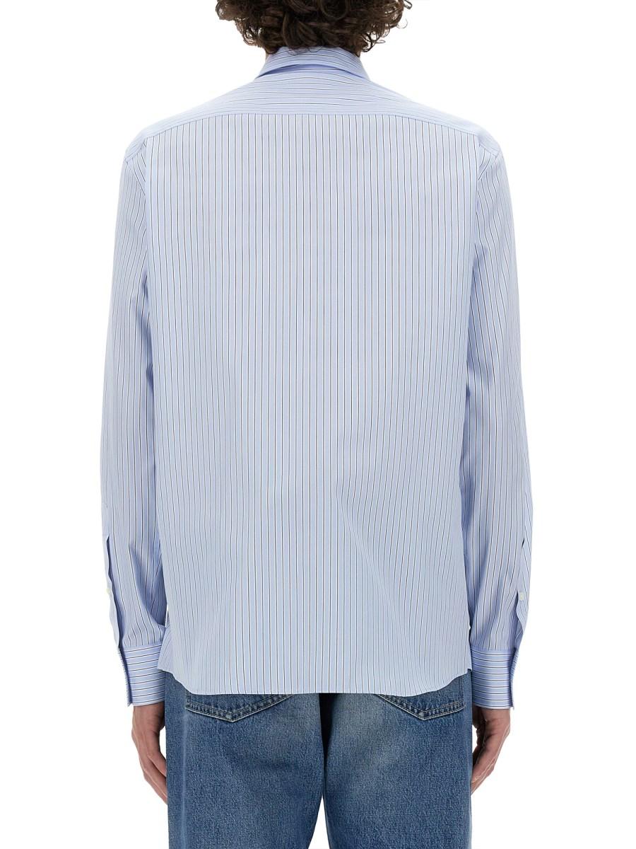 VALENTINO CAMICIA CON MOTIVO RIGA E LOGO IN POPELINE DI COTONE