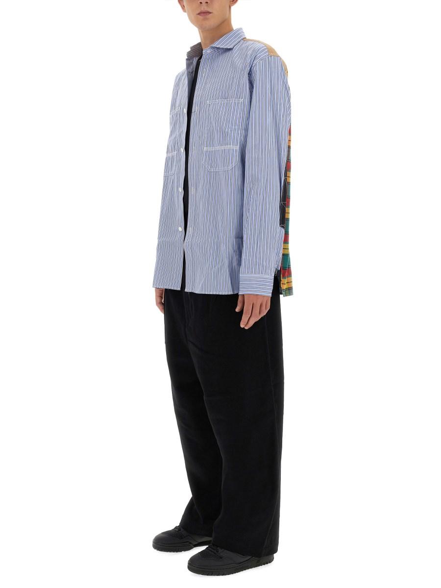 JUNYA WATANABE MAN CAMICIA CON MOTIVO RIGA IN COTONE