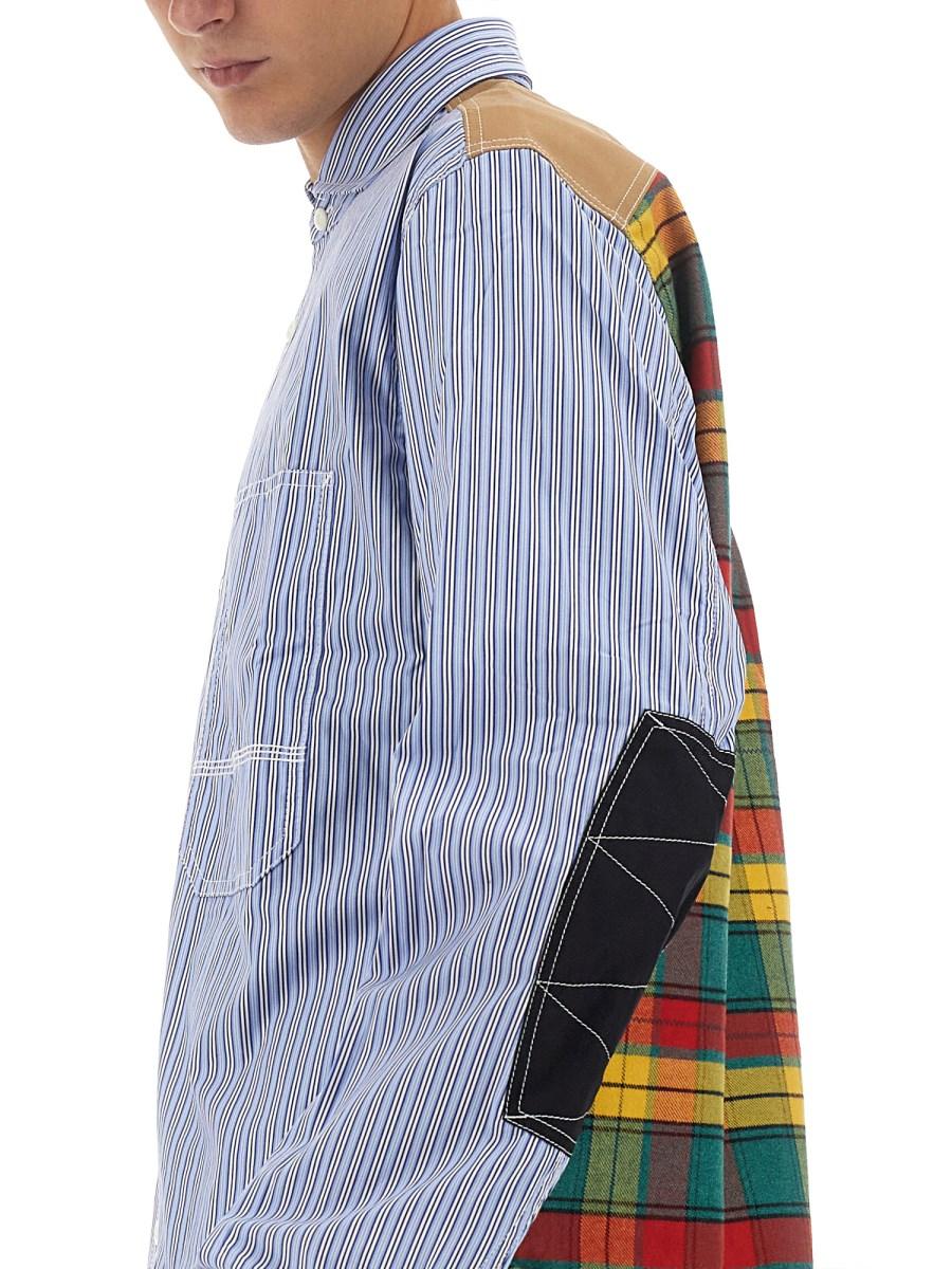 JUNYA WATANABE MAN CAMICIA CON MOTIVO RIGA IN COTONE