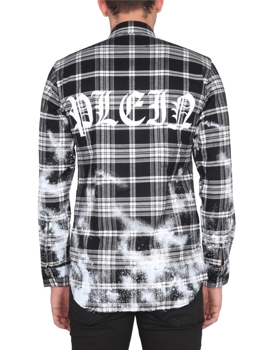 PHILIPP PLEIN CAMICIA CON MOTIVO TARTAN IN FLANELLA