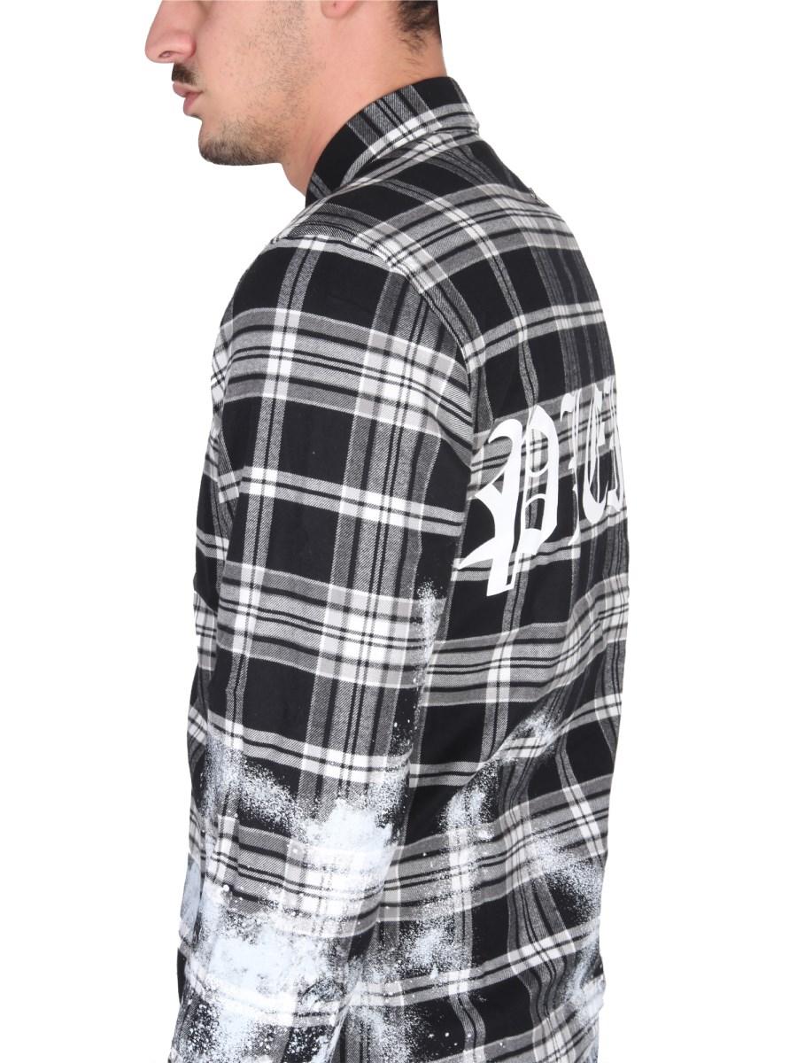 PHILIPP PLEIN CAMICIA CON MOTIVO TARTAN IN FLANELLA