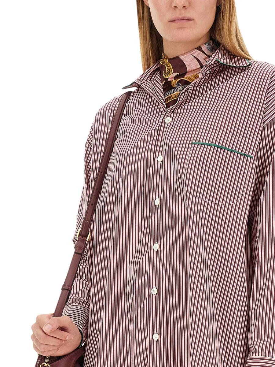ETRO CAMICIA CON RICAMO PEGASO IN POPELINE DI COTONE
