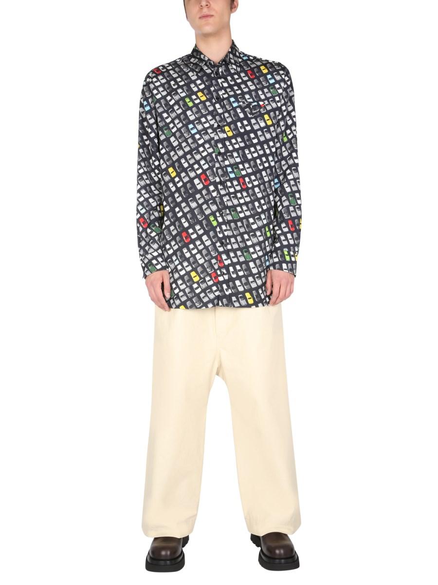 BOTTEGA VENETA CAMICIA CON STAMPA ALLOVER IN MISTO VISCOSA E SETA