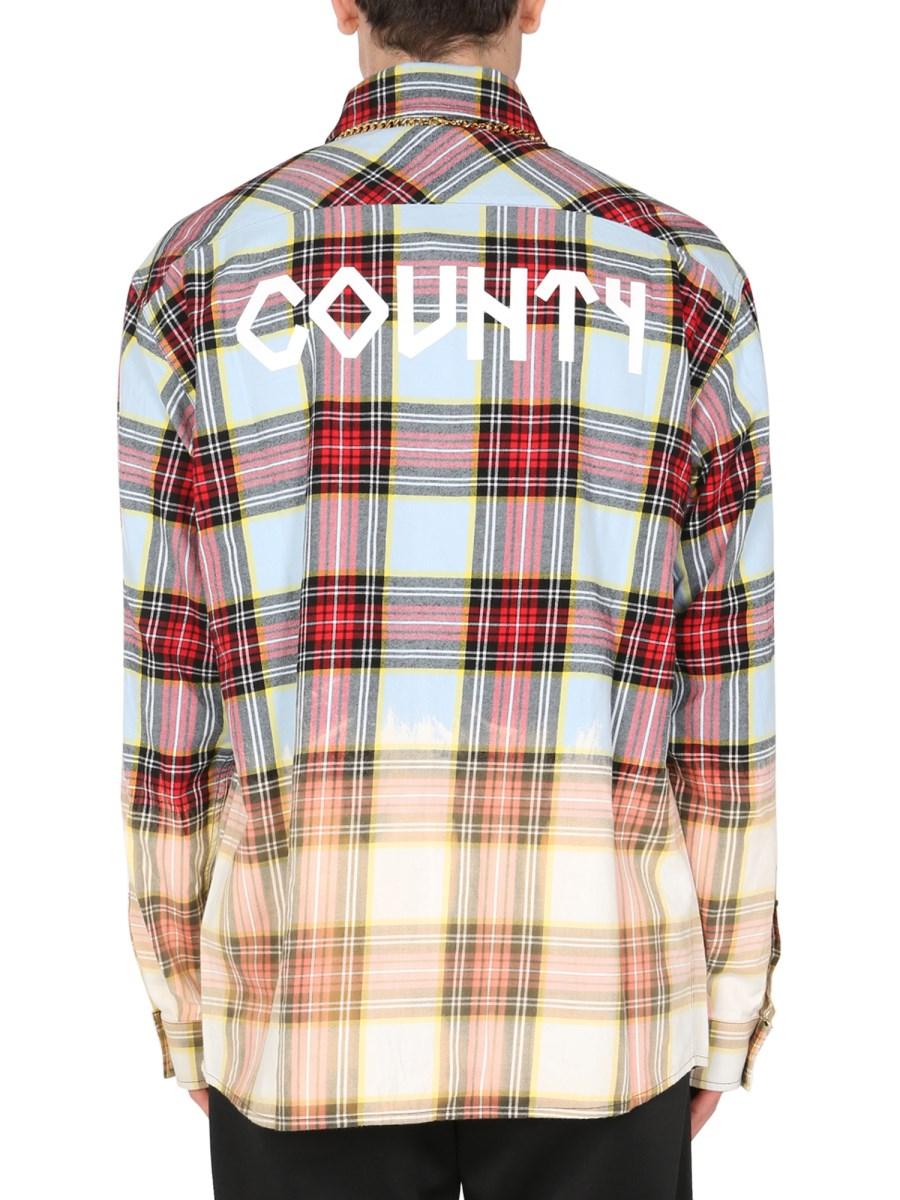 MARCELO BURLON COUNTY OF MILAN CAMICIA CON STAMPA CHECK IN FLANELLA DI COTONE