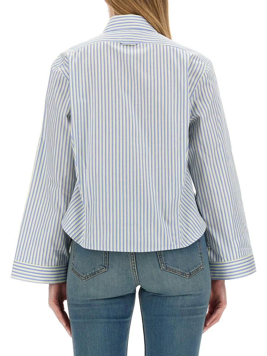 VICTORIA BECKHAM CAMICIA CROPPED FIT CON MOTIVO RIGA IN POPELINE DI COTONE
