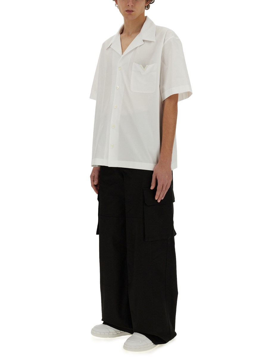 VALENTINO CAMICIA DA BOWLING IN POPELINE DI COTONE CON V DETAIL GOMMATA