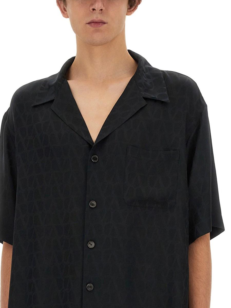 VALENTINO CAMICIA DA BOWLING IN SETA CON MOTIVO TOILE ICONOGRAPHE