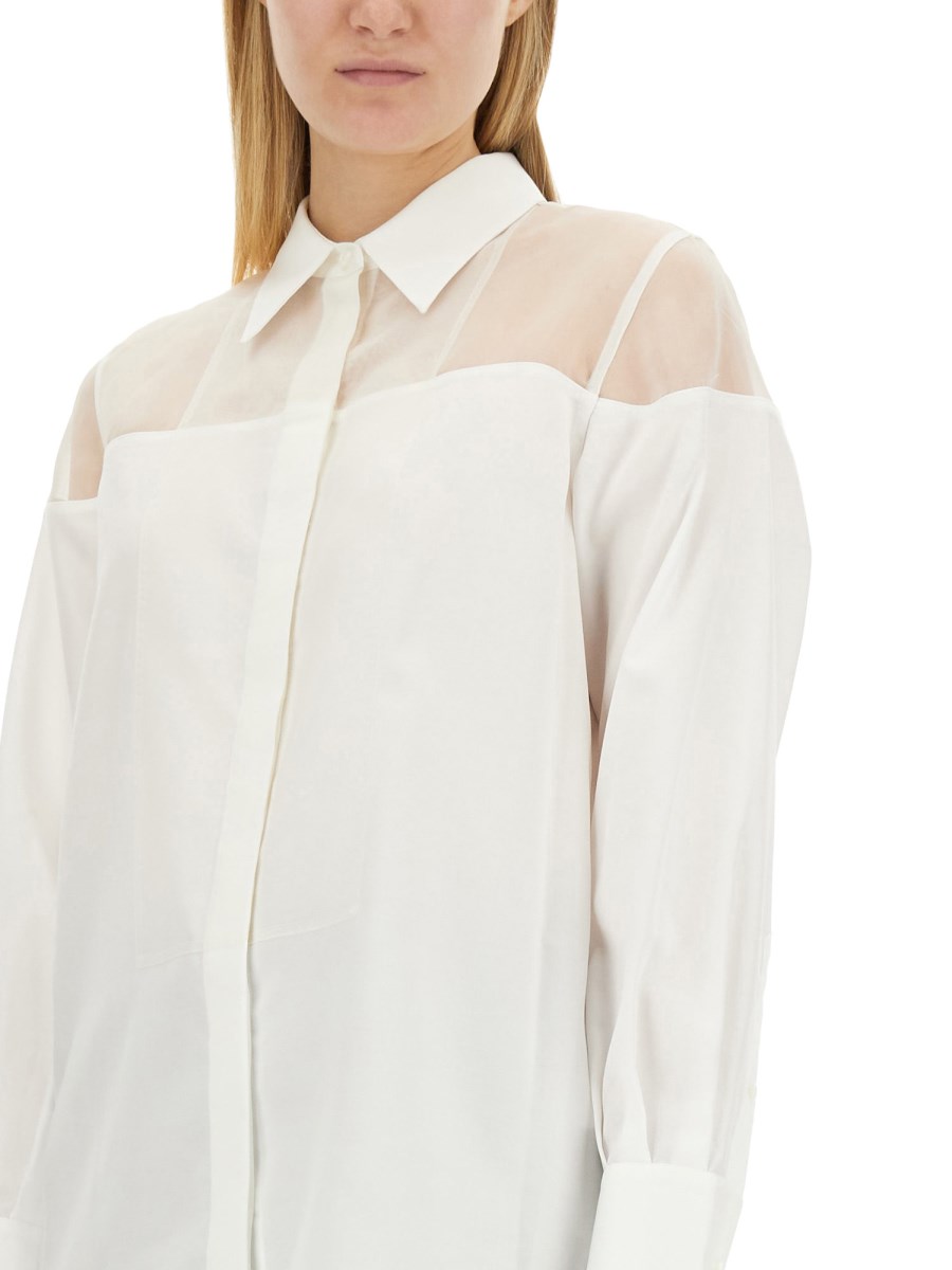 HELMUT LANG CAMICIA DA SMOKING IN POPELINE DI COTONE