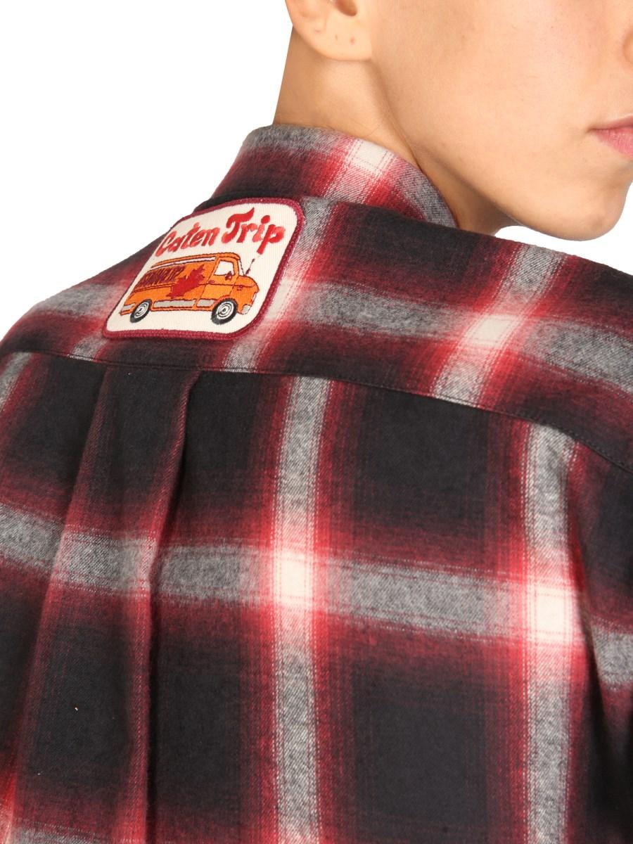 DSQUARED CAMICIA "EASY DEAN" IN FLANELLA DI COTONE STAMPA CHECK