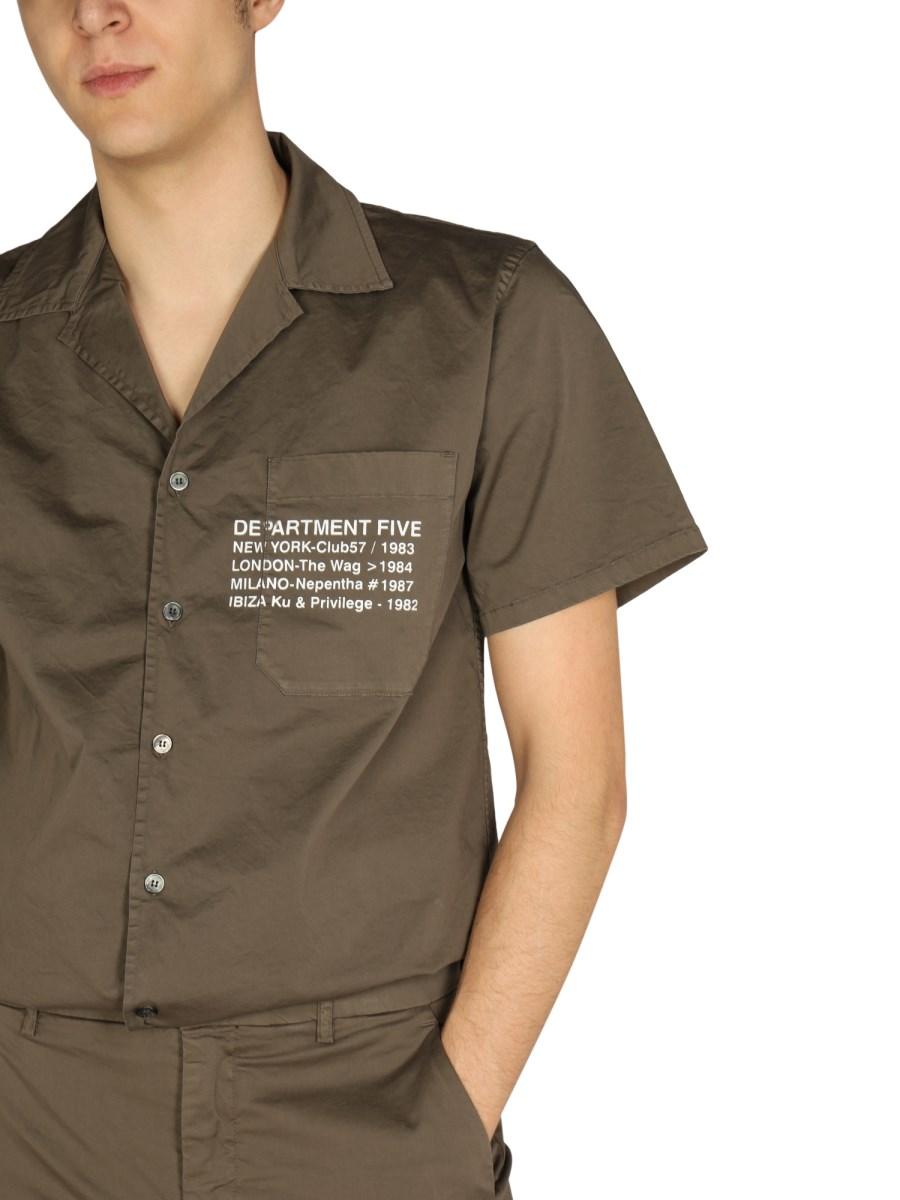 DEPARTMENT FIVE CAMICIA HAWAIANA IN COTONE CON STAMPA LOGO