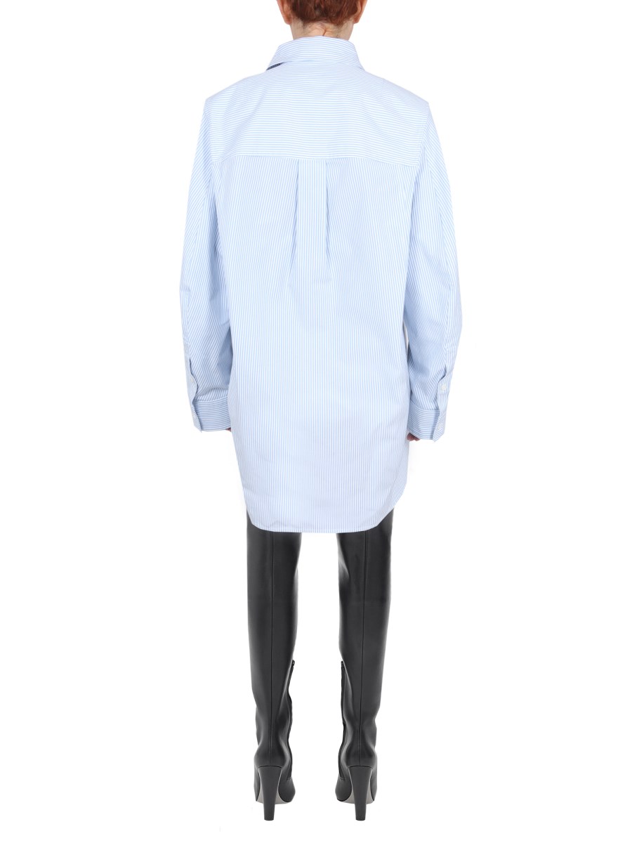 BOTTEGA VENETA CAMICIA IN COTONE COMPATTO A RIGHE CON RETRO CURVO