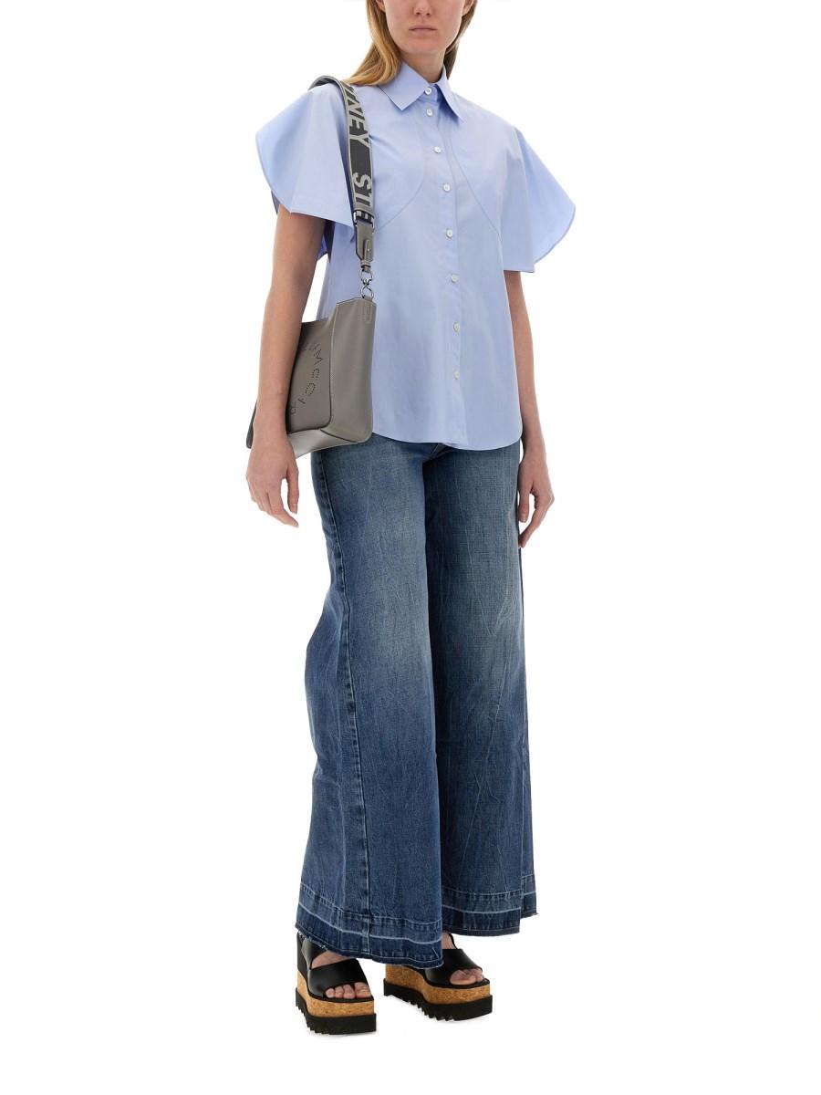 STELLA McCARTNEY CAMICIA IN COTONE CON MANICHE CORTE ROTONDE