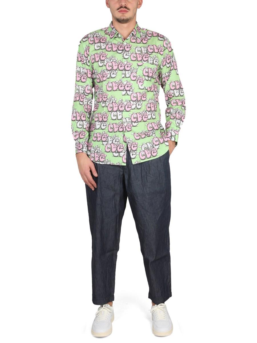 COMME DES GARCONS SHIRT CAMICIA IN COTONE CON STAMPA X KAWS