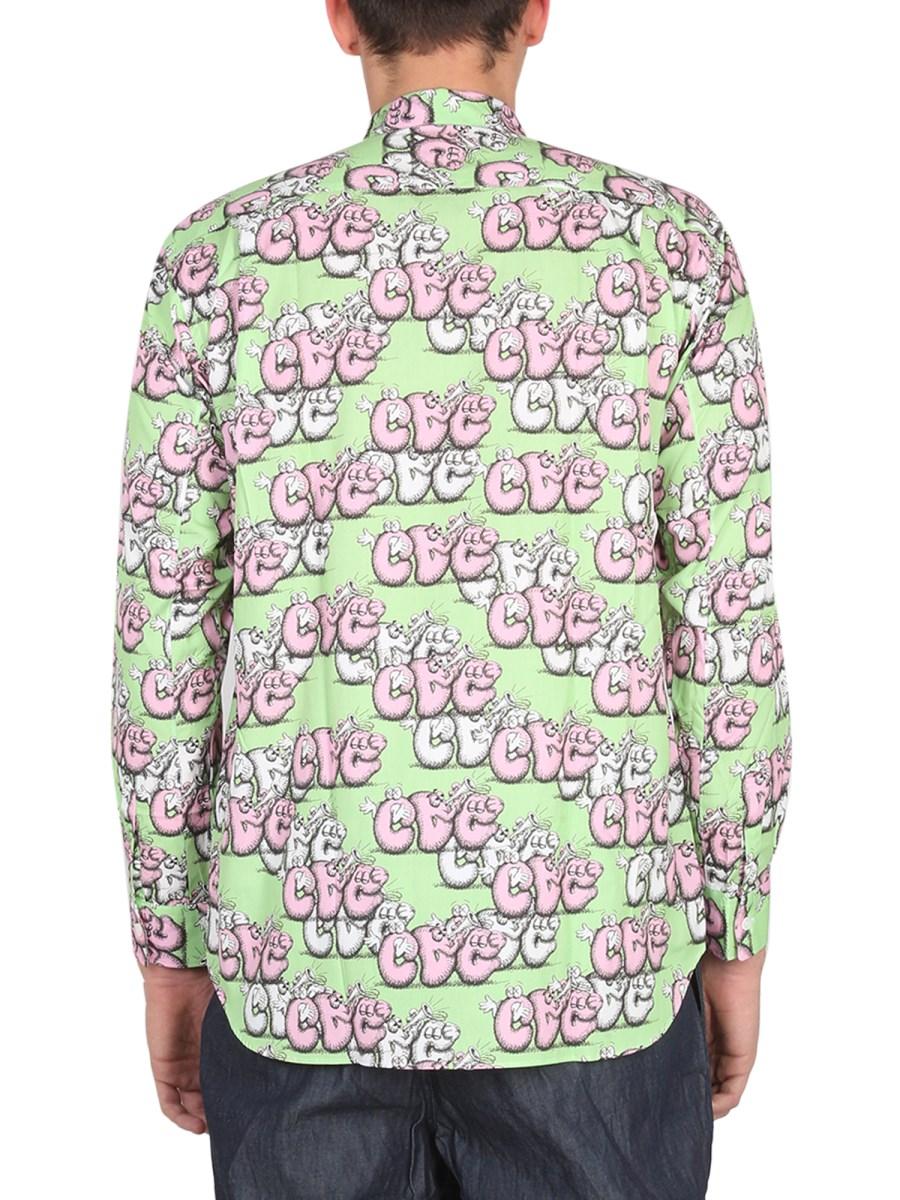 COMME DES GARCONS SHIRT CAMICIA IN COTONE CON STAMPA X KAWS