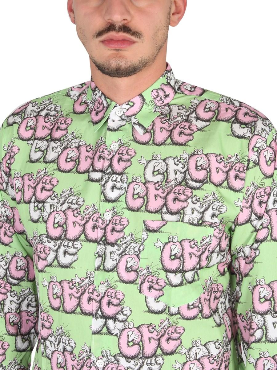 COMME DES GARCONS SHIRT CAMICIA IN COTONE CON STAMPA X KAWS