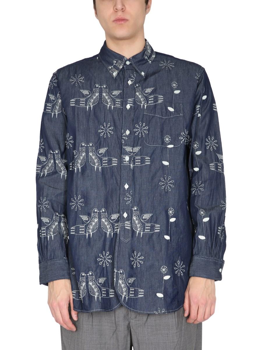 ENGINEERED GARMENTS CAMICIA IN DENIM DI COTONE CON RICAMO "BIRD"